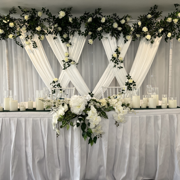 White Ice Silk Criss Cross Backdrop